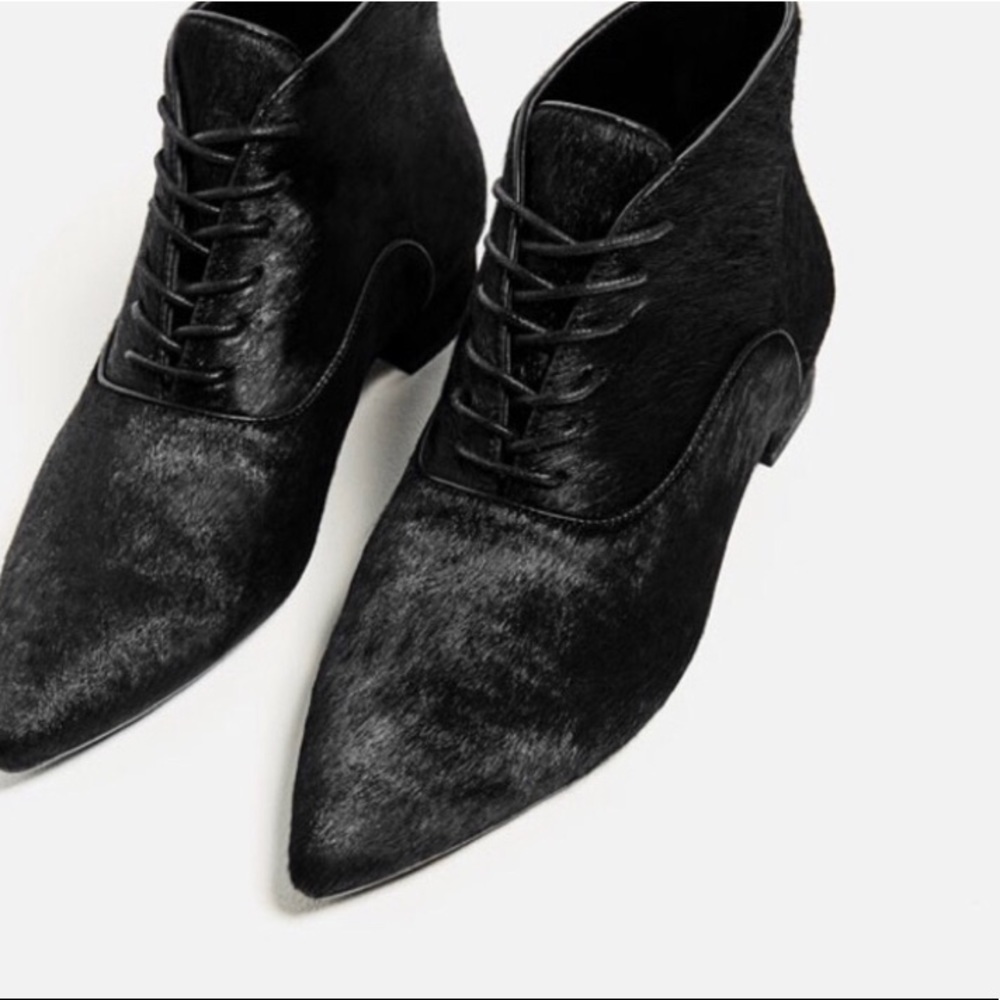ZARA 100% LEATHER ANKLE BOOTS NEW WITH TAGS US 6.5/EUR 37